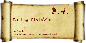 Matity Alvián névjegykártya